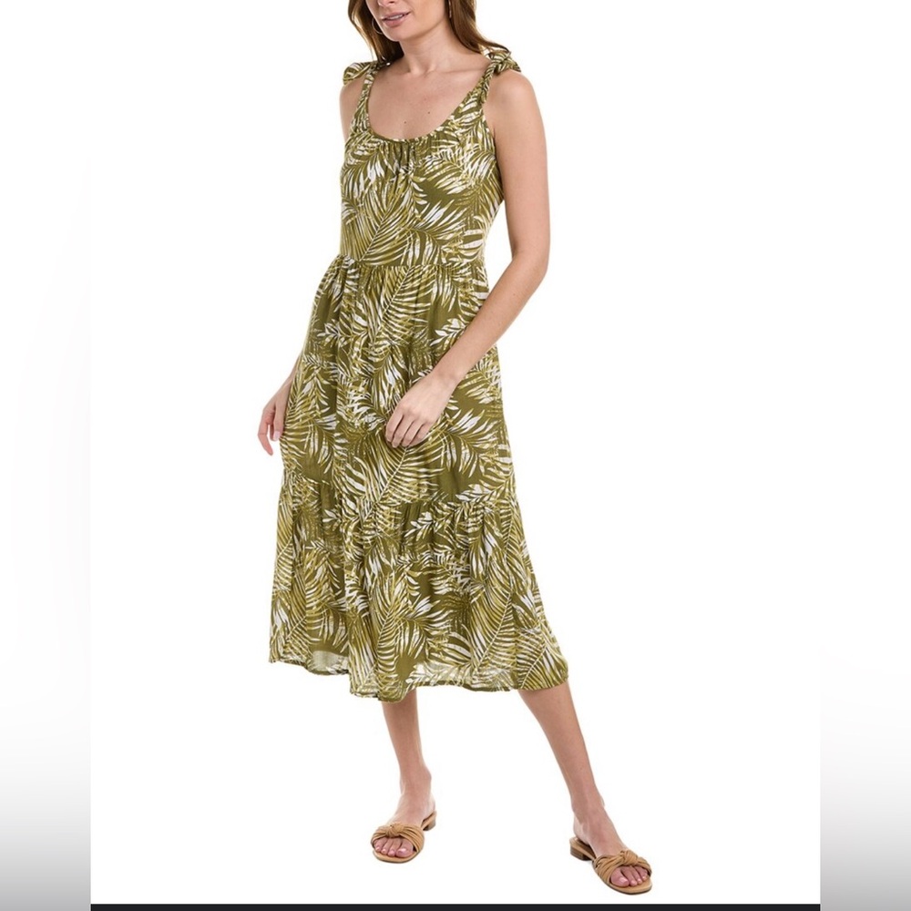 BeachLunchLounge Women's Dress Functional Tie Shoulder tiered skirt Size L